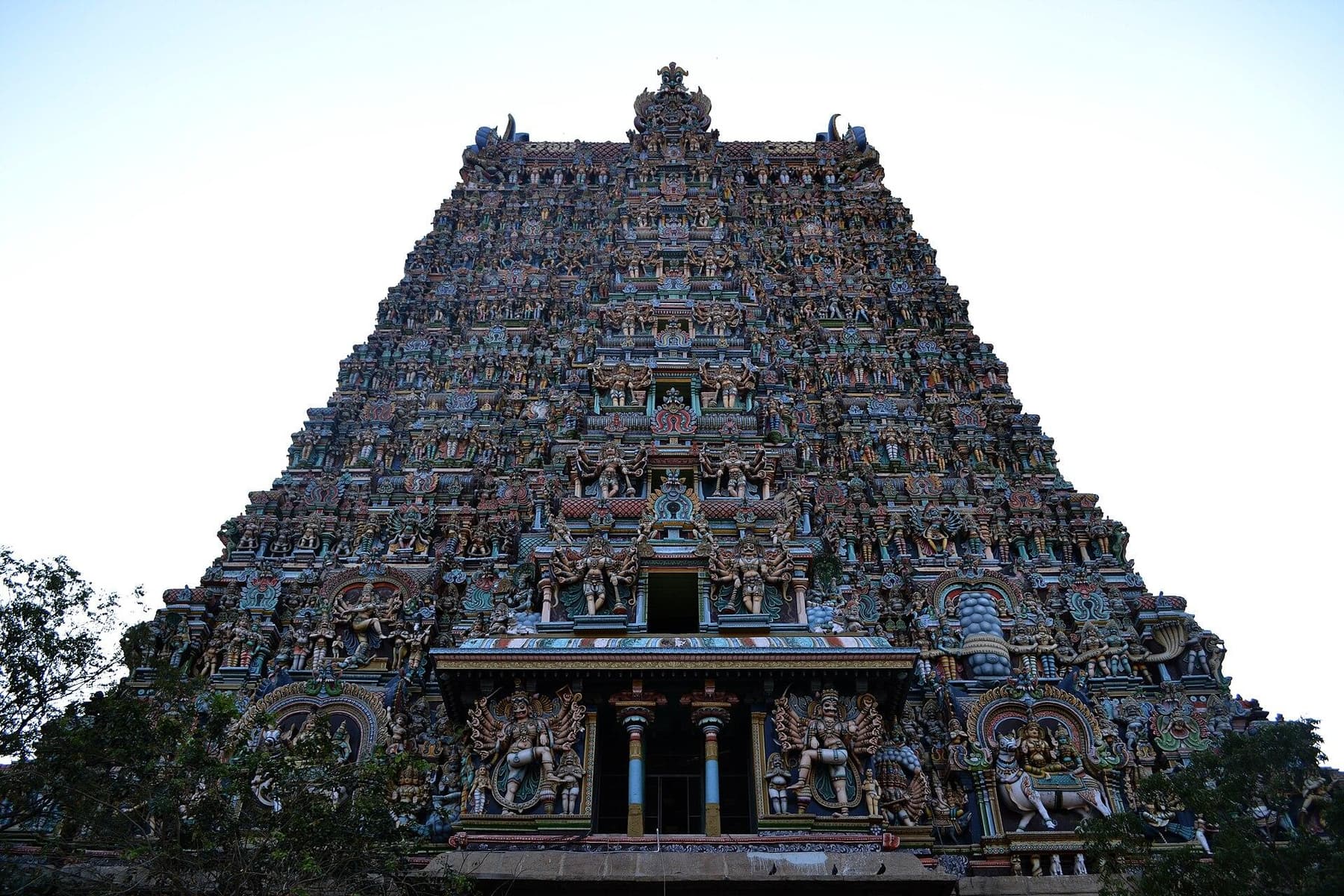 Meenakshi Temple towers and sacred city lights